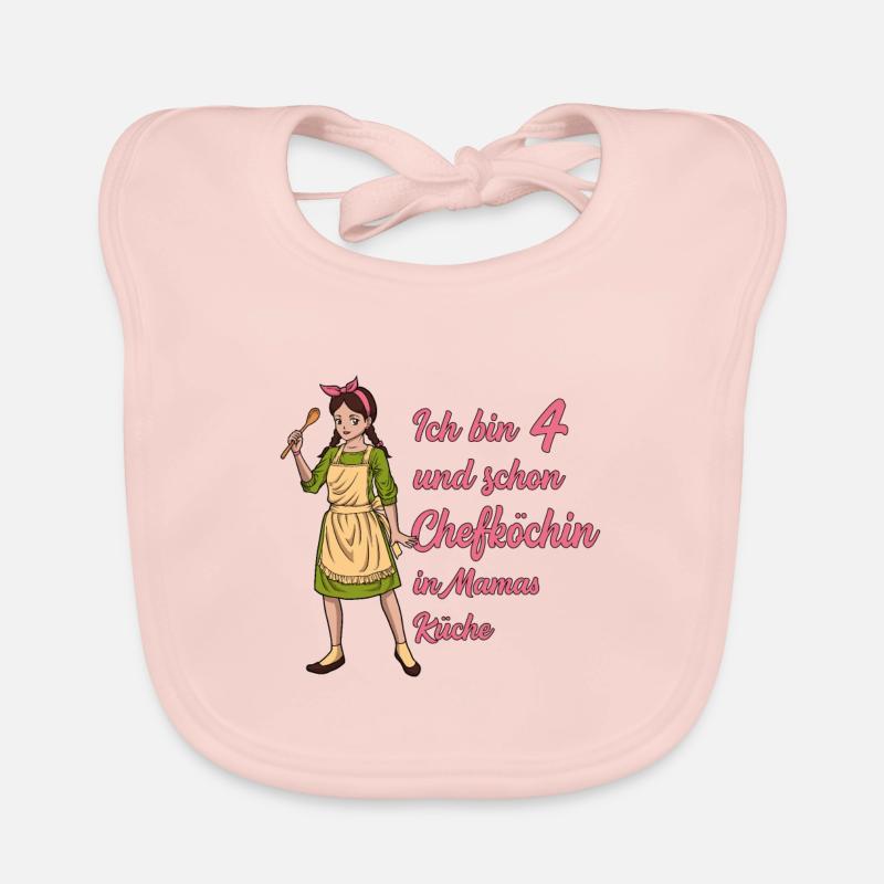 Ich bin 4 - Mädchen Koch Baby Bio-Lätzchen