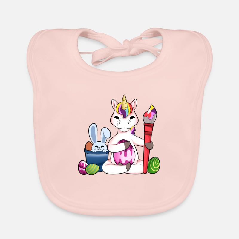Cute unicorn paints Easter eggs Organic Baby Bibs
