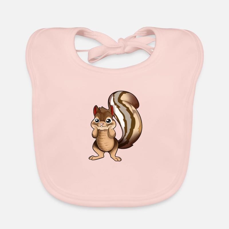 Cartoon Stripe Cheek Squirrel Organic Baby Bibs