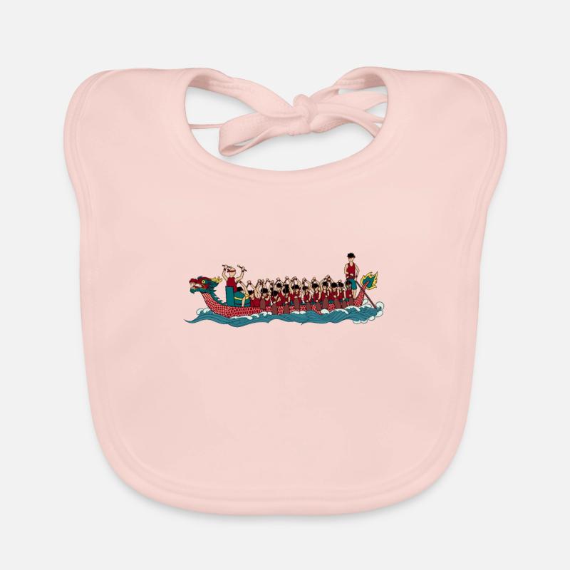Zeichnung eines 20 Mann Drachenboot Baby Bio-Lätzchen
