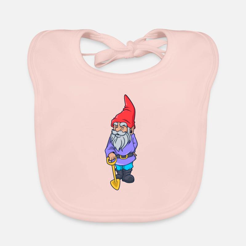 Garden gnome with shovel Organic Baby Bibs