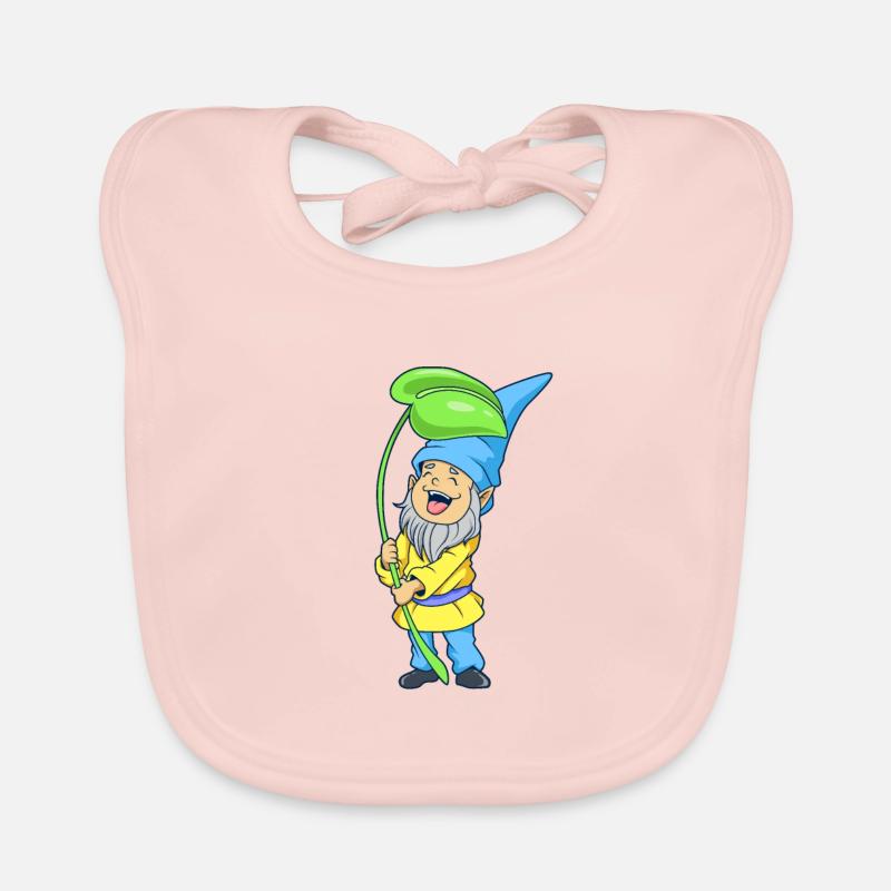 Garden gnome with leaf Organic Baby Bibs