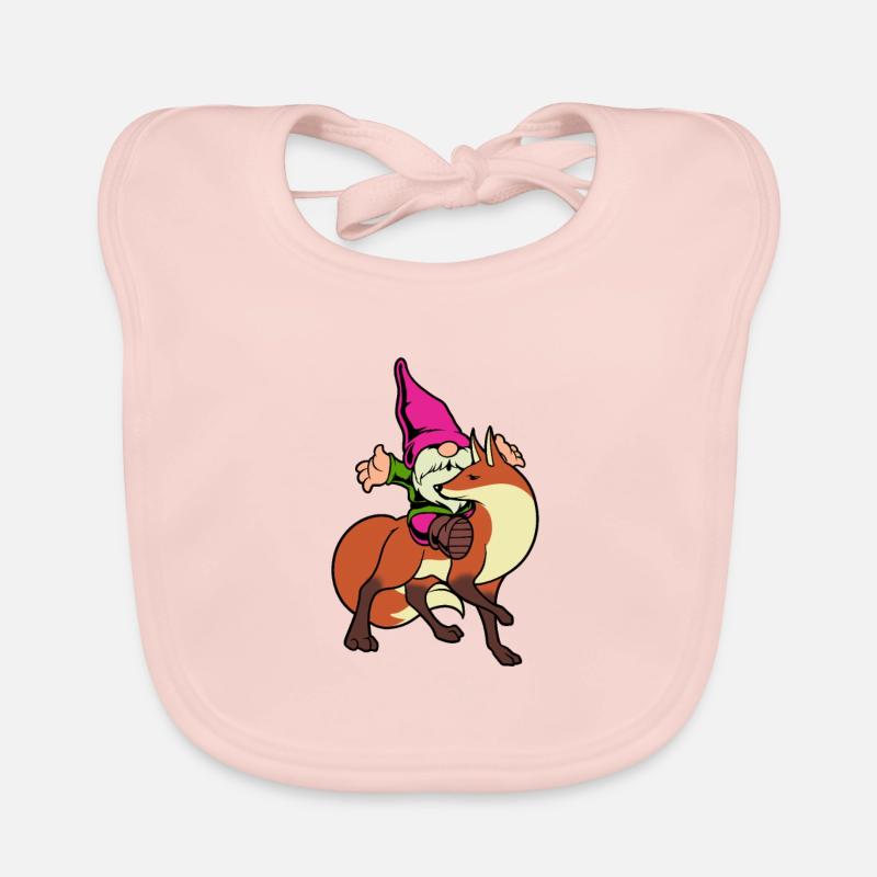 Garden gnome rides fox Organic Baby Bibs