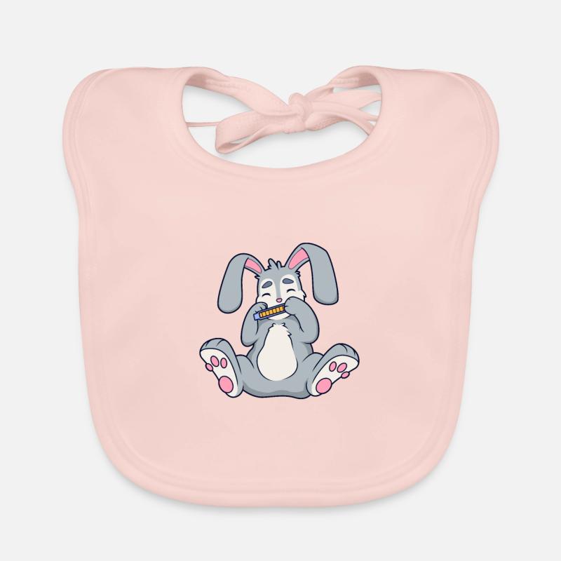 Rabbit plays harmonica Organic Baby Bibs