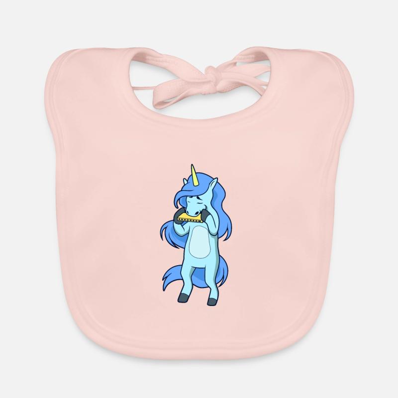 Unicorn plays harmonica Organic Baby Bibs