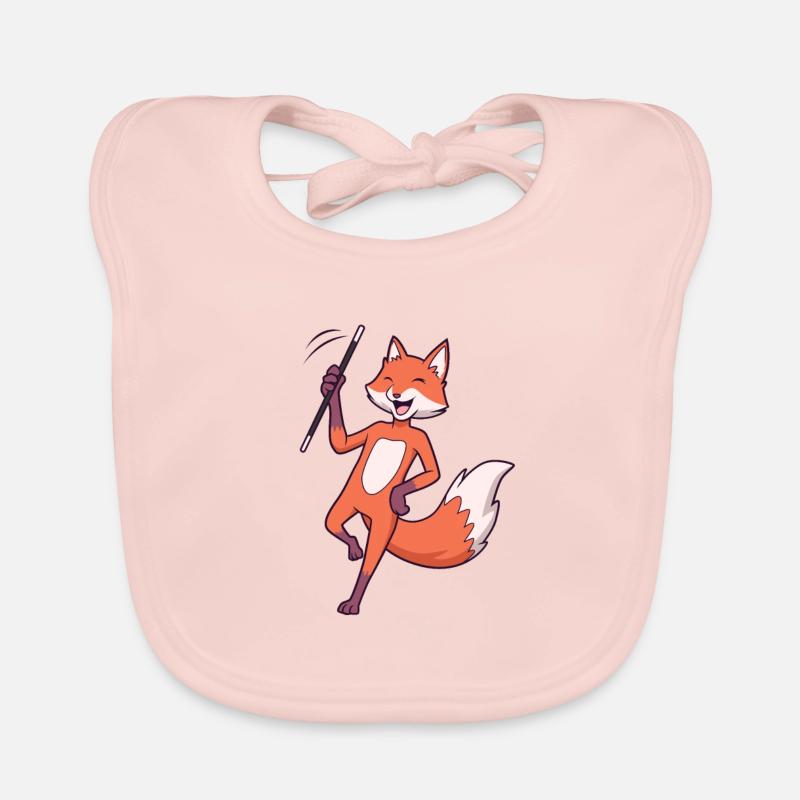 Comic fox twirling Organic Baby Bibs