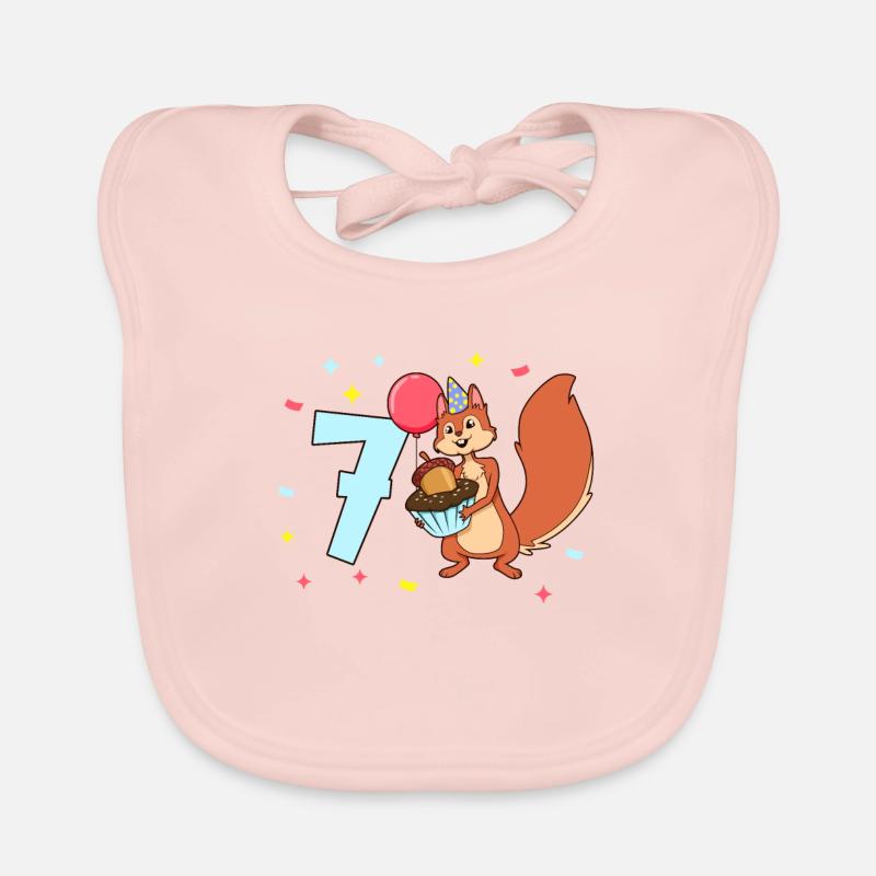 Mit Eichhörnchen - Kinder Geburtstag 7 Jahre Baby Bio-Lätzchen