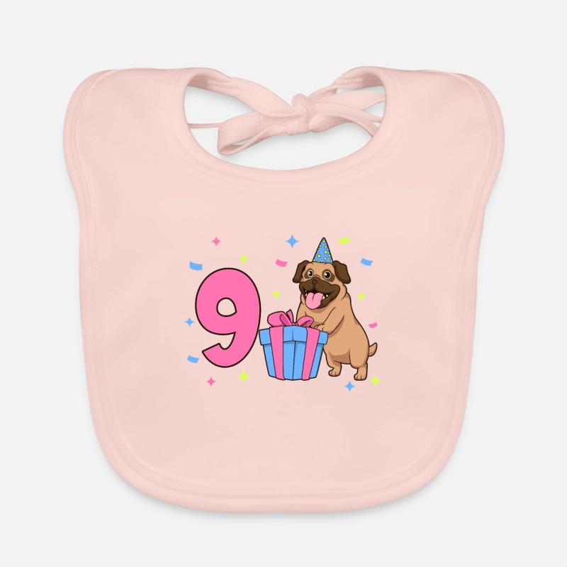Mit Mops - Mädchen Geburtstag 9 Jahre Baby Bio-Lätzchen