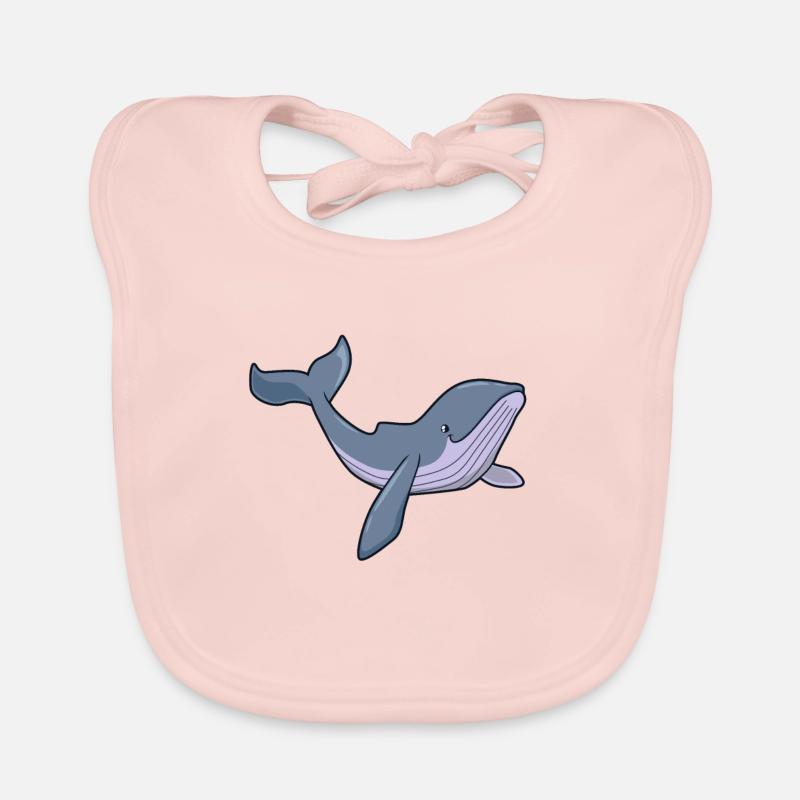 Baleine kawaii - Baleine à bosse - Bavoir bio Bébé - rose