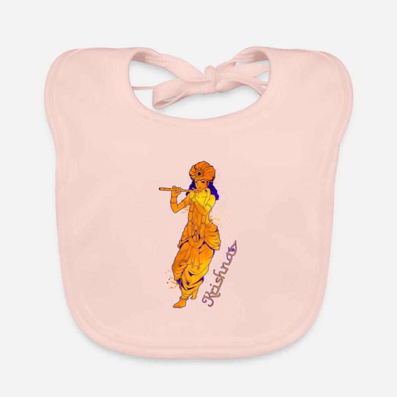 Hindu God - the Blue Flute Player Krishna Organic Baby Bibs