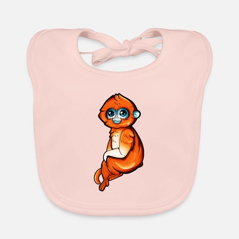 Dessin d’un singe au nez retroussé Bavoir bio Bébé