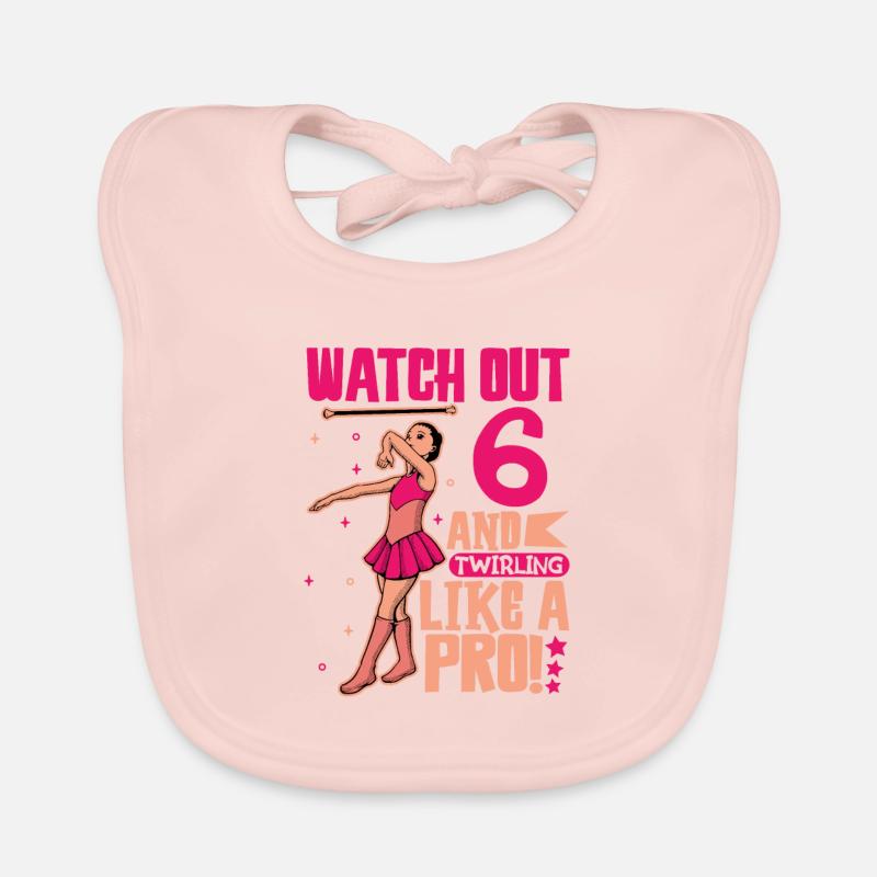 Ich bin 6 - Mädchen Twirling Baby Bio-Lätzchen