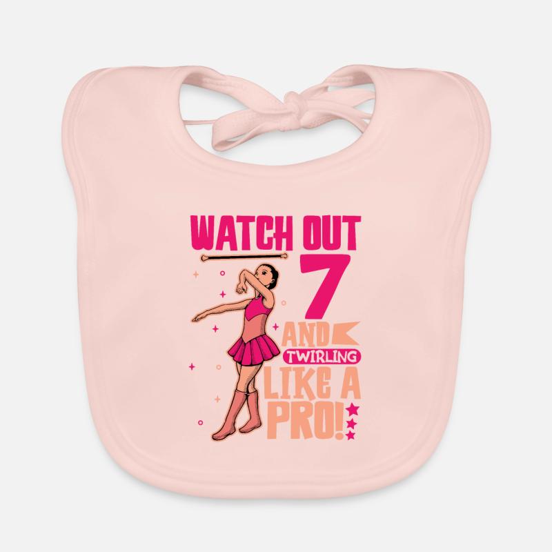 Ich bin 7 - Mädchen Twirling Baby Bio-Lätzchen