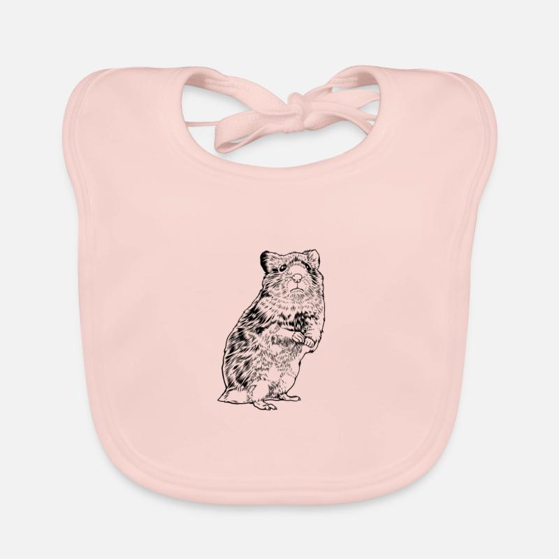 Line Drawing - Hamster Organic Baby Bibs