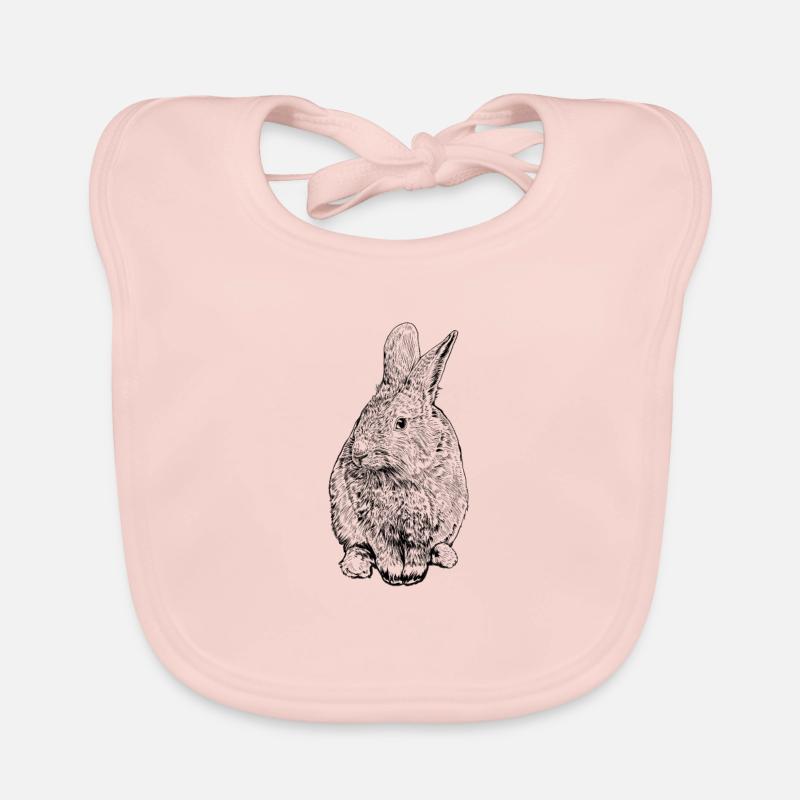 Line Drawing - Rabbit Organic Baby Bibs