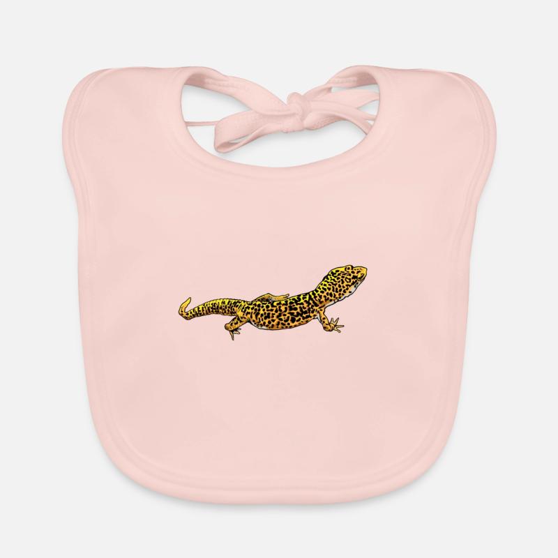 Zeichnung - Leopardgecko - Baby Bio-Lätzchen - Rose