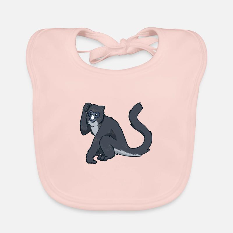 Kawaii Greater White-nosed Monkey Organic Baby Bibs