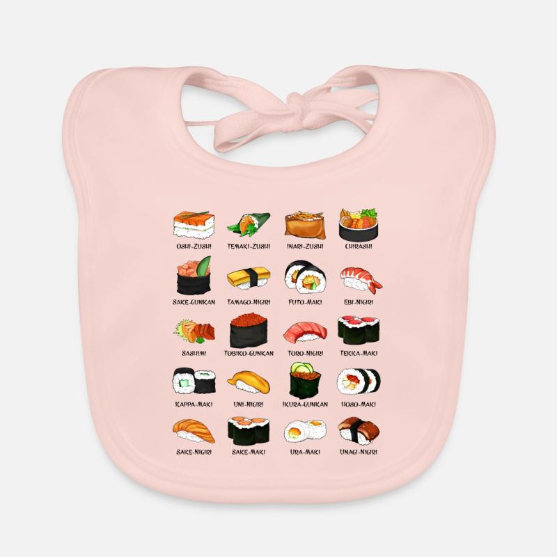 Various Sushi Preparations - Sushi Varieties Organic Baby Bibs