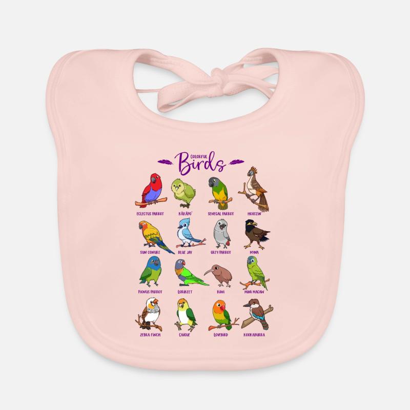 Différents oiseaux de dessin animé Bavoir bio Bébé