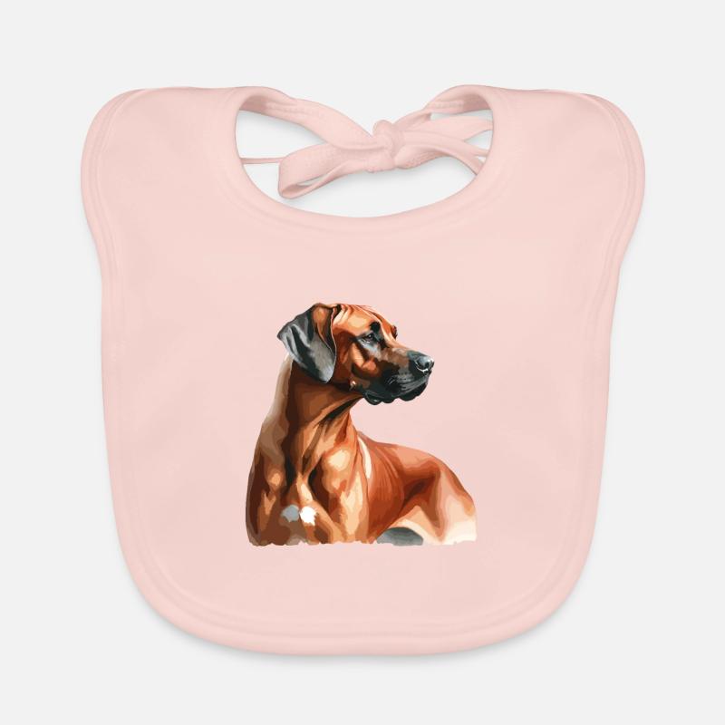Watercolor Rhodesian Ridgeback - Baby Bio-Lätzchen - Rose