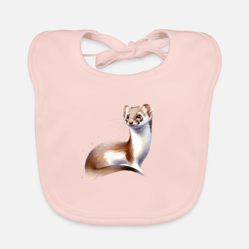 Aquarelle Souris Belette Bavoir bio Bébé
