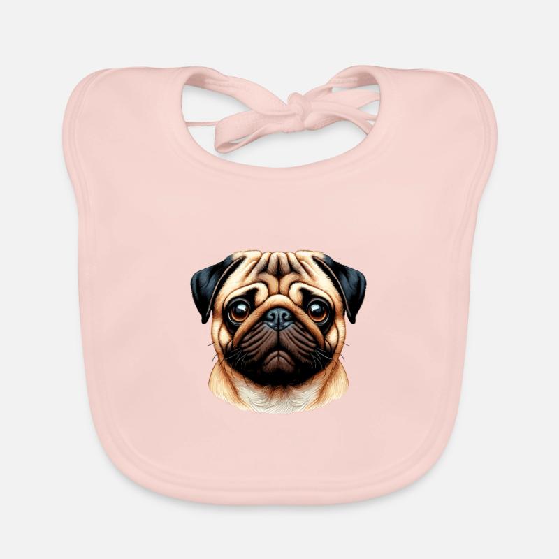 Dog Face - Pug Organic Baby Bibs