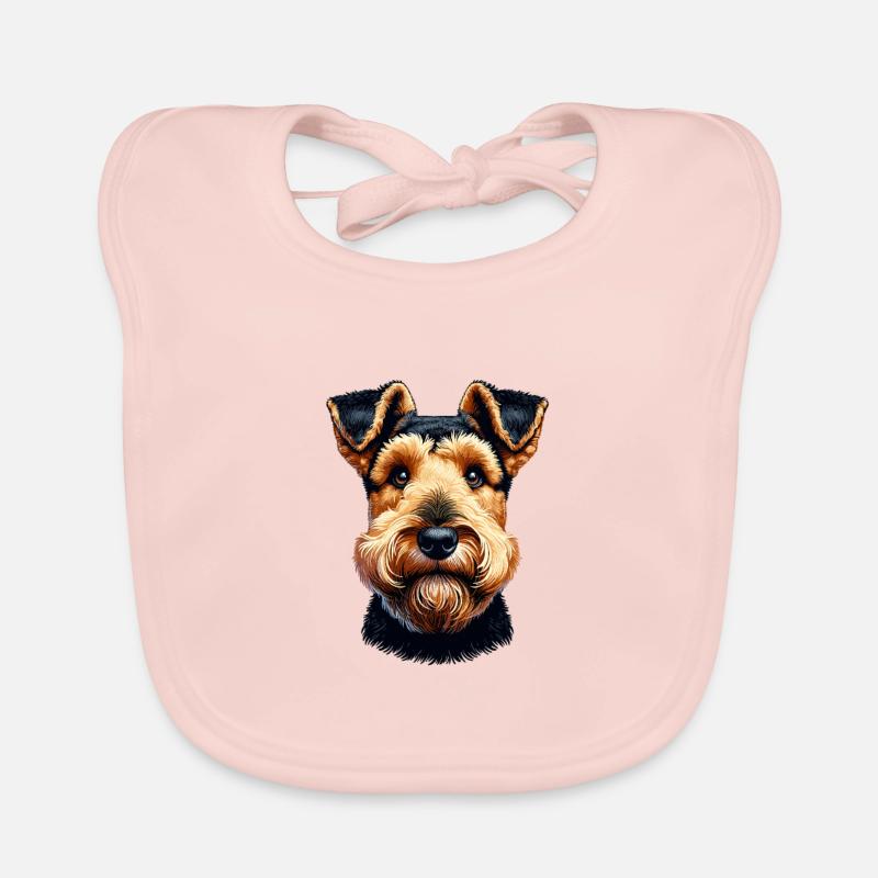 Hundegesicht - Welsh Terrier - Baby Bio-Lätzchen - Rose