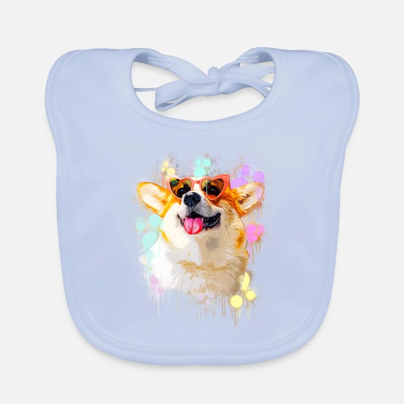 Chien corgi avec lunettes de soleil Bavoir bio Bébé