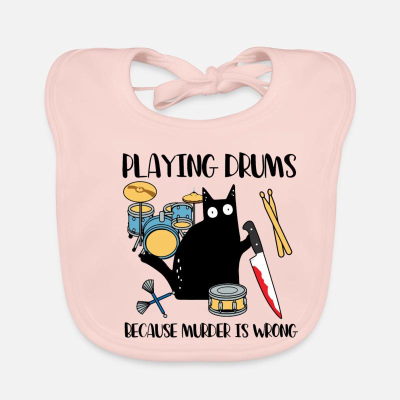 Playing Drums Because Murder Is Wrong Cat Organic Baby Bibs