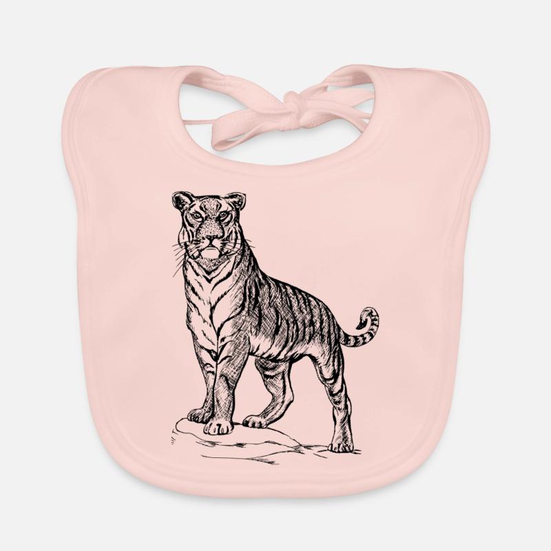 Tiger black and withe Organic Baby Bibs