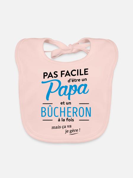 Papa bucheron - Bavoir bio Bébé - rose - Devant