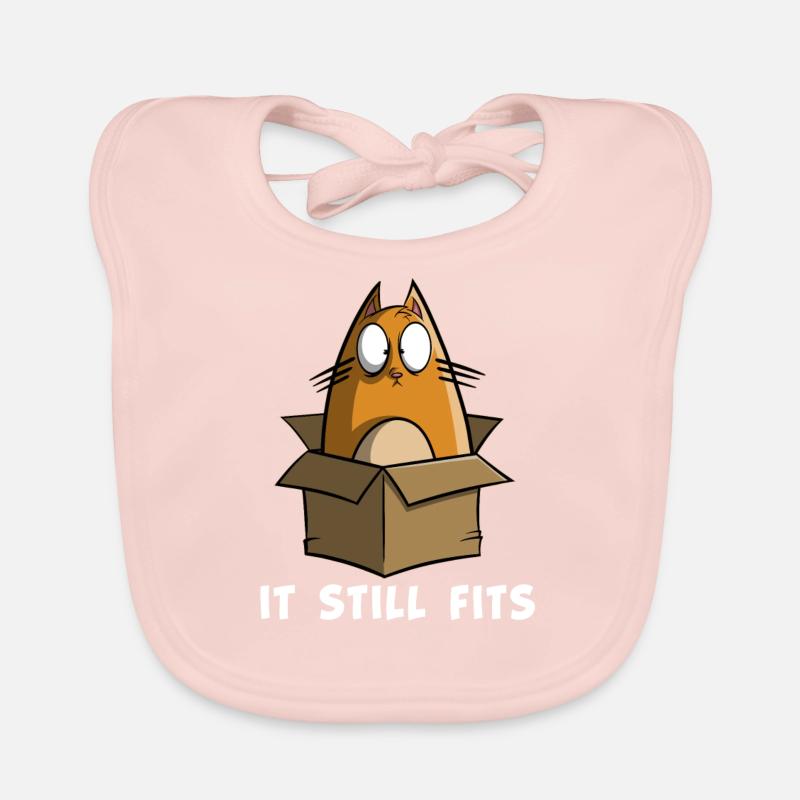 It still fits - Dicke Katze im karton - Baby Bio-Lätzchen - Rose