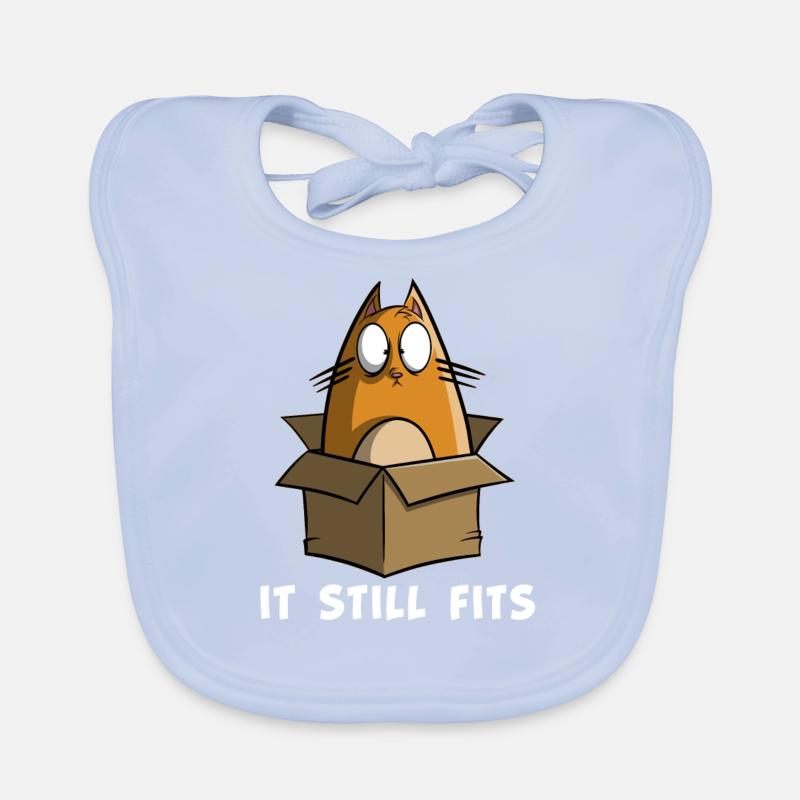 It still fits - Dicke Katze im karton Baby Bio-Lätzchen