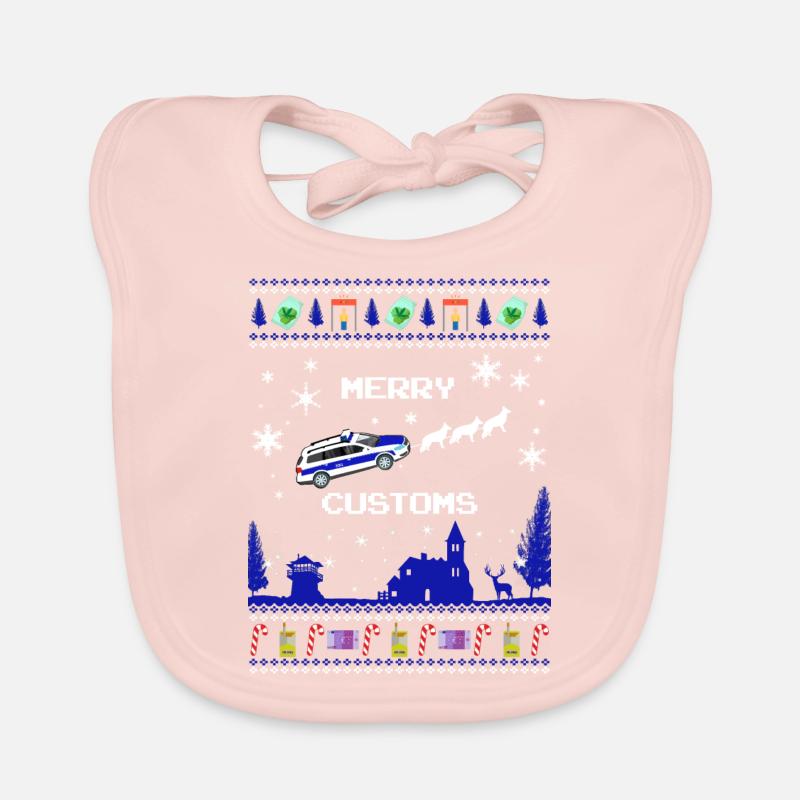 Pouce Xmas bleu - Bavoir bio Bébé - rose