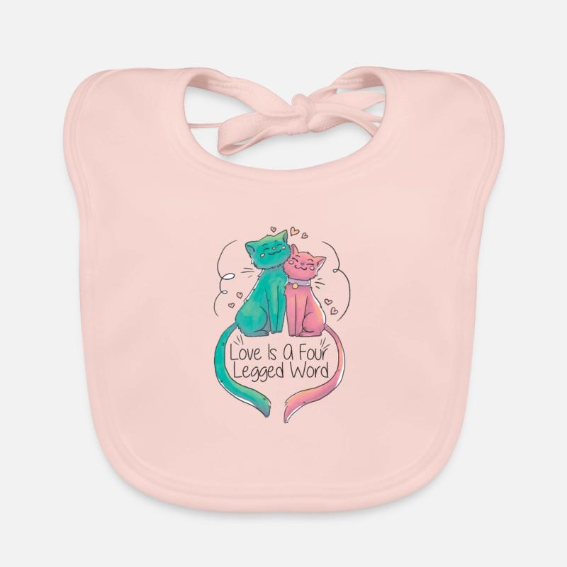 Chat l’amour cadeau - Bavoir bio Bébé - rose