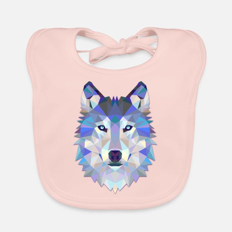 Wolf Hund Polygon 3D Tier Geschenkidee Geometrie - Baby Bio-Lätzchen - Rose