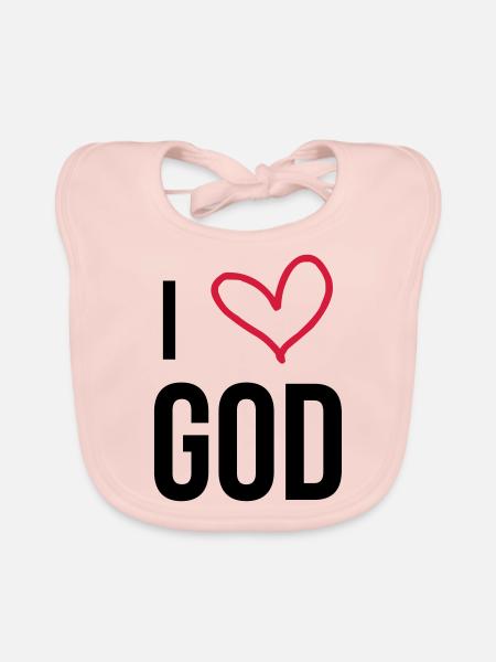 Christian / Catholic / God / Religion Catholicism - Organic Baby Bibs - rose - Front