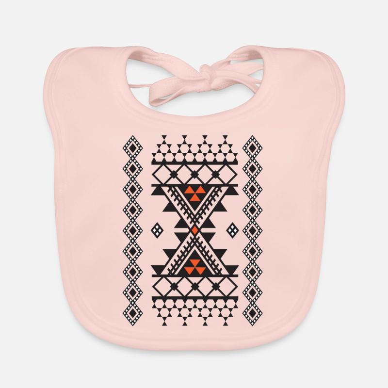 Motif tapis Kabyle - Bavoir bio Bébé - rose