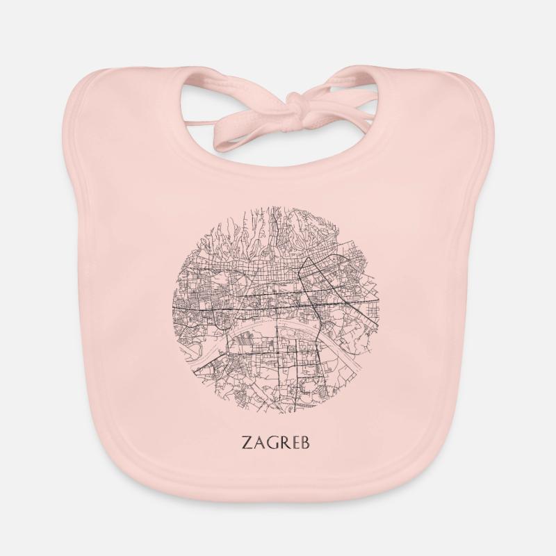 Carte de Zagreb dans le comté - Bavoir bio Bébé - rose