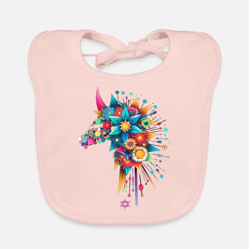 Abstraktes Blumen Einhorn Baby Bio-Lätzchen