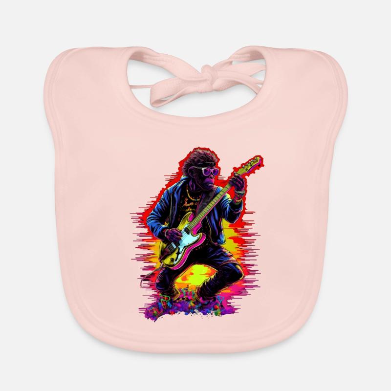 Guitar playing monkey Organic Baby Bibs