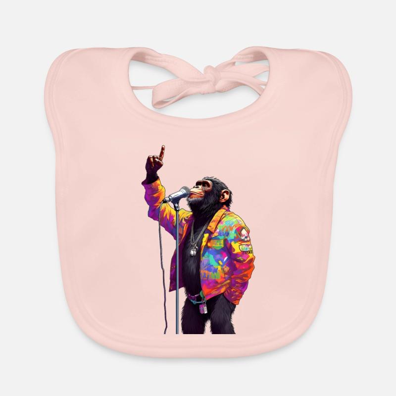 Singing monkey with microphone Organic Baby Bibs