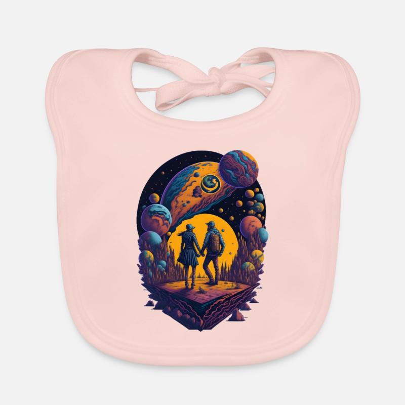 Love Space Holding Hands Lover Gift Organic Baby Bibs