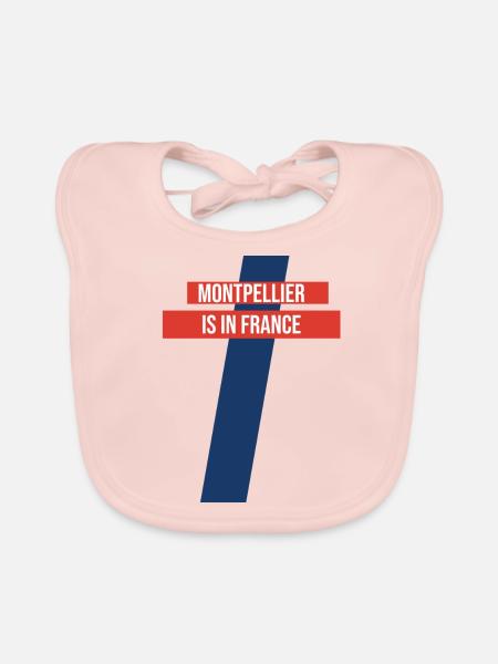 Montpellier liegt in Frankreich: Kindergeschenk - Baby Bio-Lätzchen - Rose - Vorne