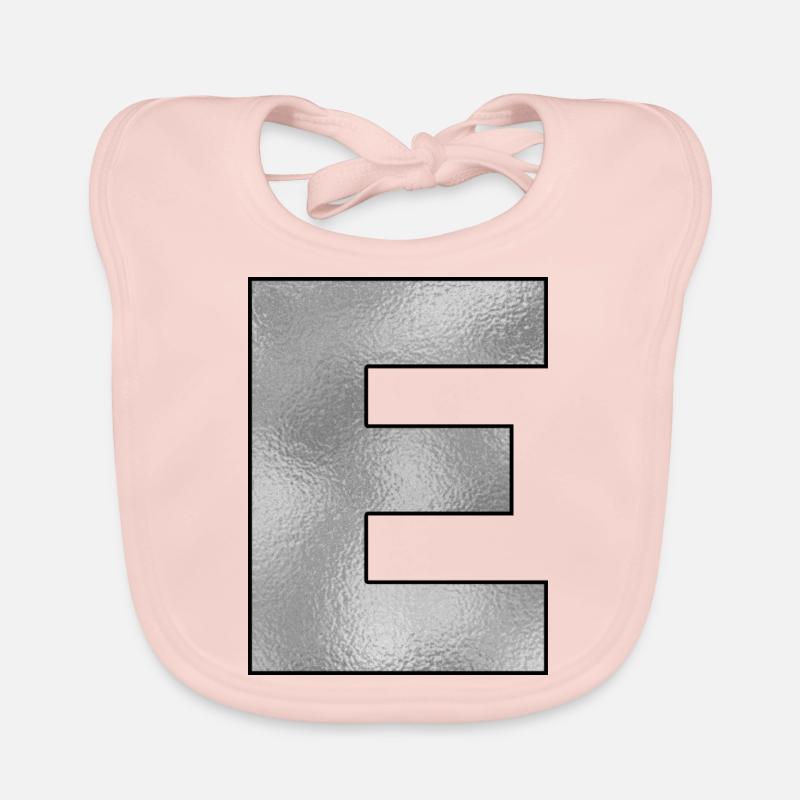 Lettera E Argento Bavaglino ecologico per neonato