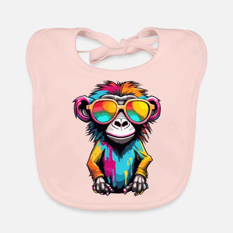 Affe / Tier / Zoo / Babian / Wild / Comic Baby Bio-Lätzchen