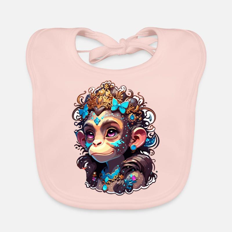 Singe mignon / Fille de singe / Mignon / noeud de cheveux Bavoir bio Bébé