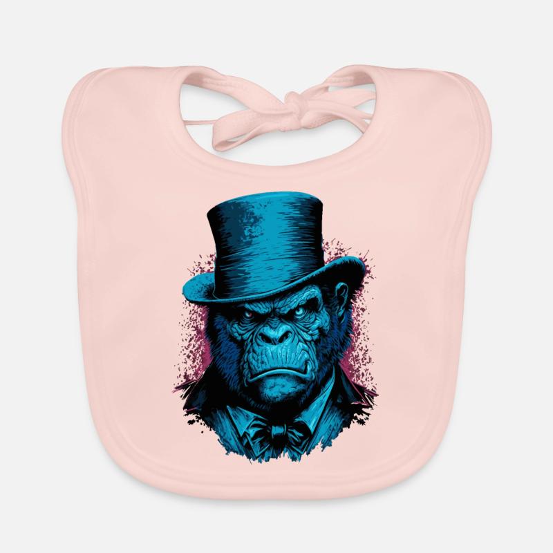 Gorilla with hat Organic Baby Bibs