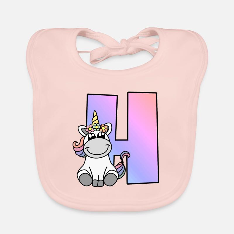 Einhorn Buchstabe H Baby Bio-Lätzchen
