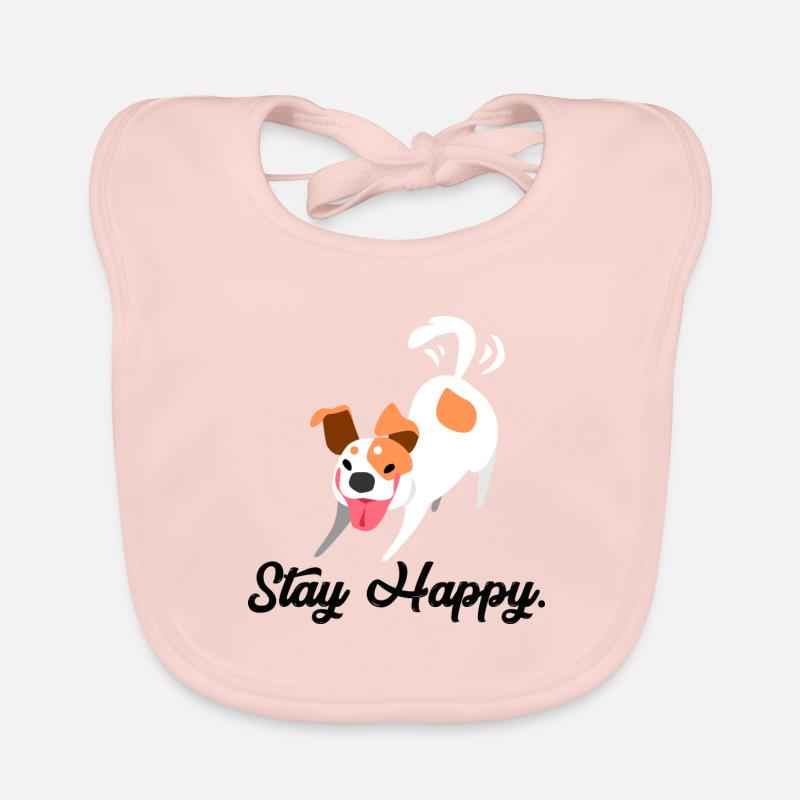 Restez heureux chien drôle - Bavoir bio Bébé - rose